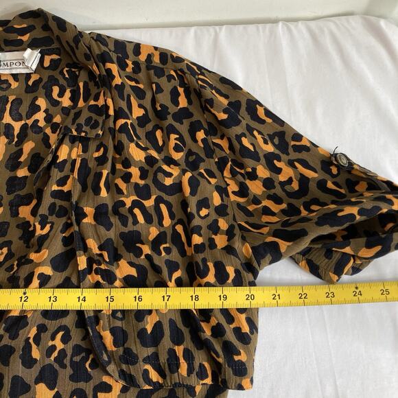 Vintage Componix Women's Cheetah Button Up Blouse Size 6 Mob Wife 80’s Glam Vibe - Picture 3 of 9